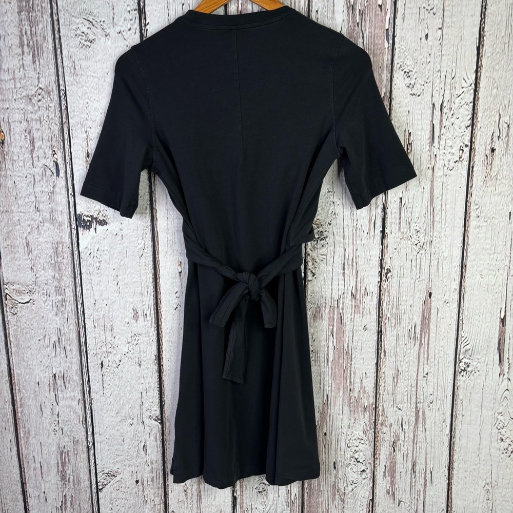 🍋Lululemon Cotton Wrap Front T-Shirt Dress Size 4 Black Soft Pima Cotton in EUC! - Picture 4 of 12